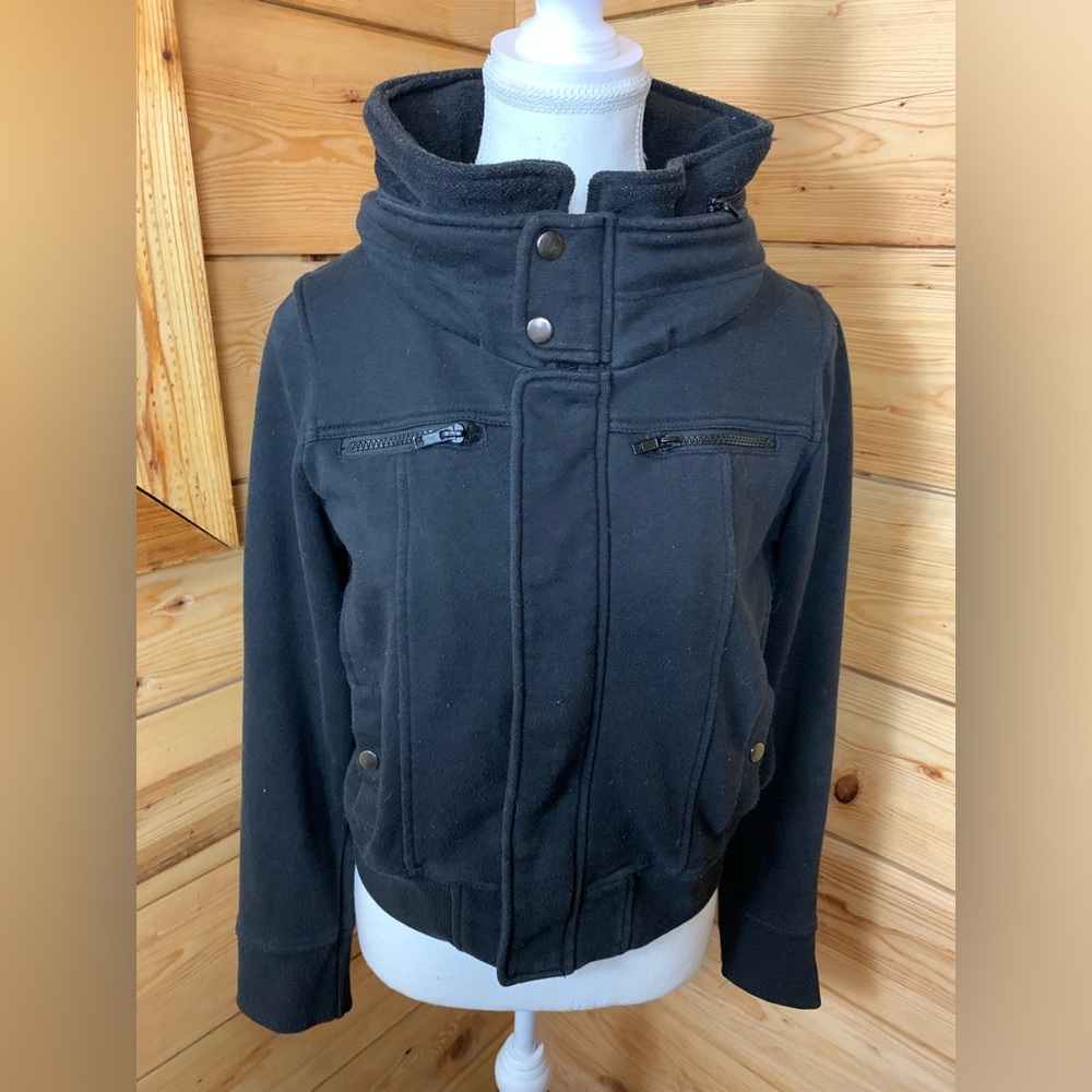 Urban Behavior Black Bomber Jacket Cotton Blend Military Gorpcore Streetwear 22” - Picture 2 of 10